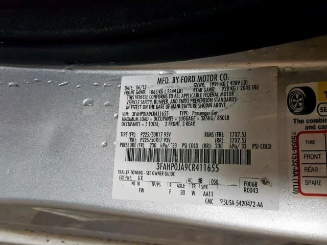2012 FORD FUSION Speaker Right Passenger Rear Back 2008 2009 2010 2011