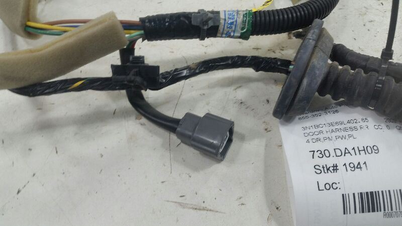 2009 NISSAN VERSA Door Harness Wire Wiring Right Passenger Rear Back 2010 2011