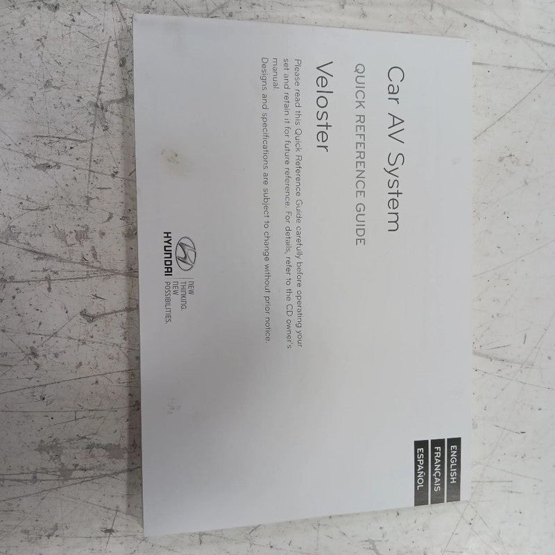 Does Not Apply Hyundai Veloster Owners Manual 2012 2013 2014 2015