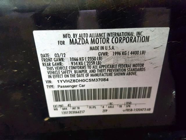 2012 MAZDA 6 Seat Headrest Rear Back Seat Head Rest 2008 2009 2010 2011