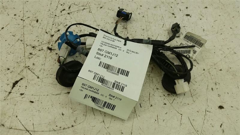 2012 Chevy Malibu Rear Back Trunk Lid Hatch Wire Wiring Harness OEM 2010 2011