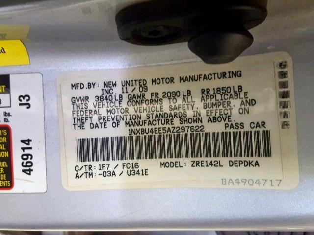 2010 TOYOTA COROLLA Parking Brake Handle Emergency Brake Lever 2011 2012 2013