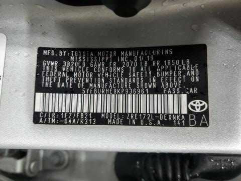 Toyota Corolla Door Handle Right Passenger Front Interior Inside 2019 2018 2017