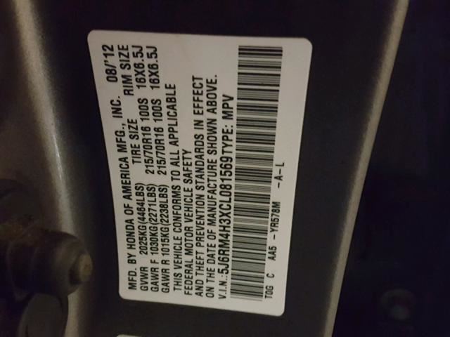 Temperature Control Manual Temperature Control Fits 12 HONDA CR-V