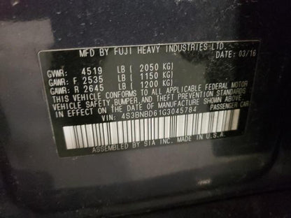 Subaru Legacy Gas Pedal 2015 2016 2017