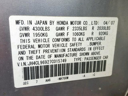 2007 Acura TSX Electric Power Sun Moon Roof Glass Motor 2004 2005 2006 2008