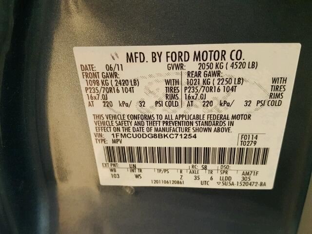 2011 FORD ESCAPE Engine Parts Misc 2008 2009 2010 2012