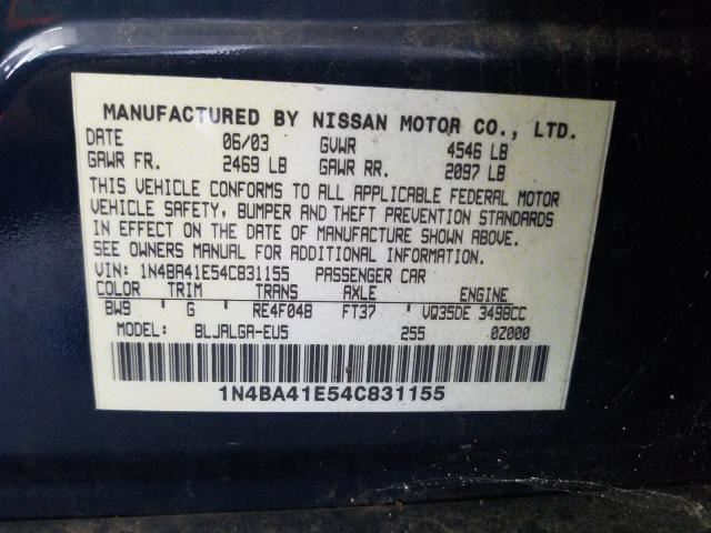 2004 Nissan Maxima Engine Parts Misc  2005 2006 2007 2008