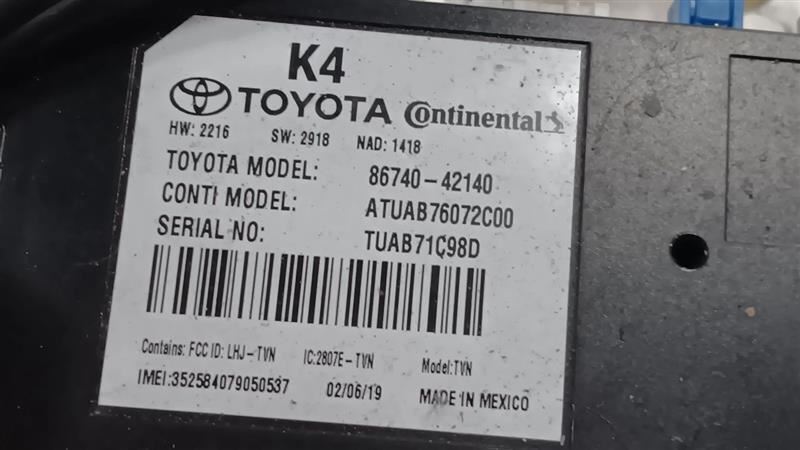 Toyota Rav 4 Telematics 86740-42140 Module 2019 2020 2021 2022 2023 2024