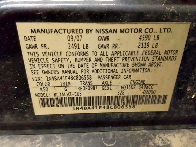 Driver Left Rear Back Door Glass Window Fits 04-08 NISSAN  MAXIMA