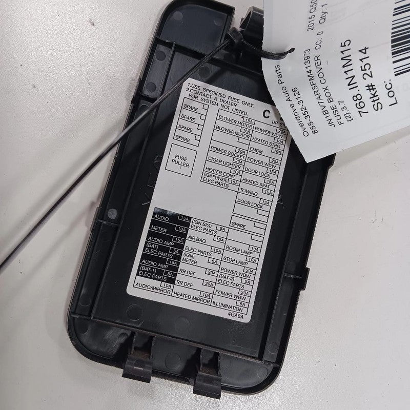 INFINITI Q50 Fuse Box Cover 2014 2015 2016 2017 2018