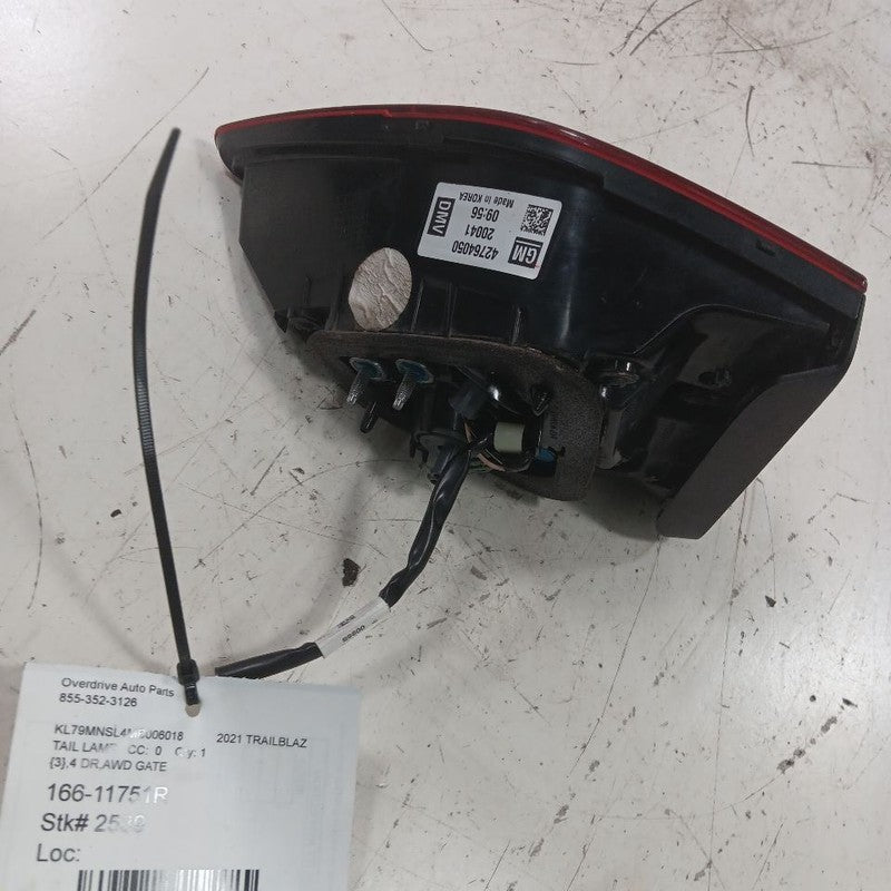 Passenger Tail Light Liftgate Mounted Opt Tvm Fits 21-23 Chevy Trailblazer