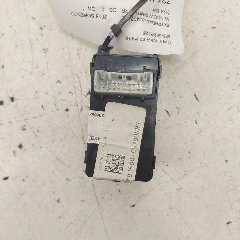 Kia Sorento Power Window Switch Right Passenger Rear  2018 2017 2016