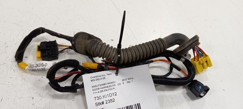 Kia Soul Door Harness Wire Wiring Right Passenger Rear 2012 2013 OEM
