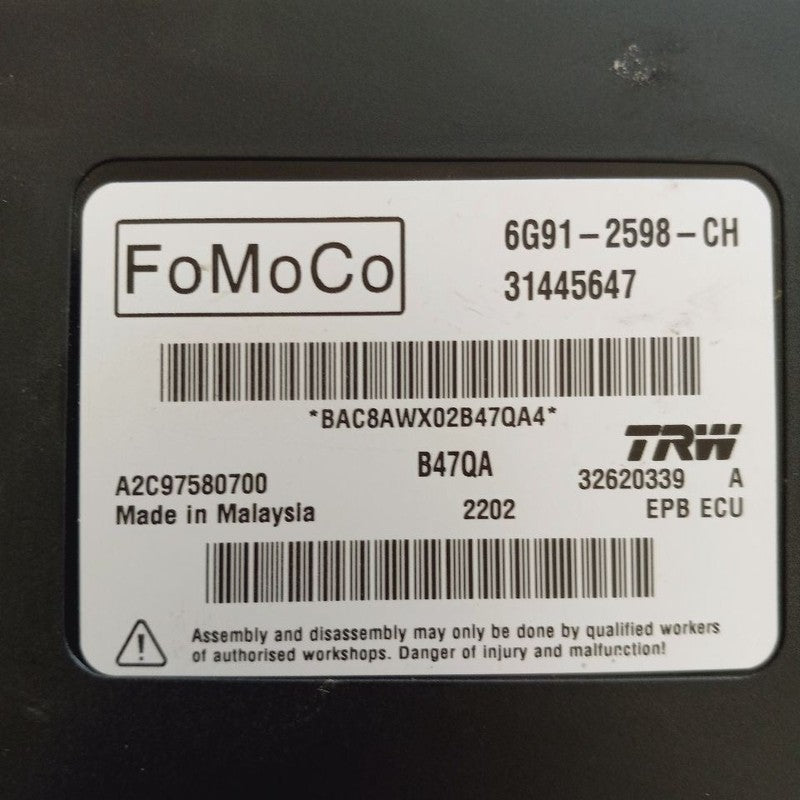 Volvo S60 Parking Brake Control Module {31445647} 2018 2017 2016