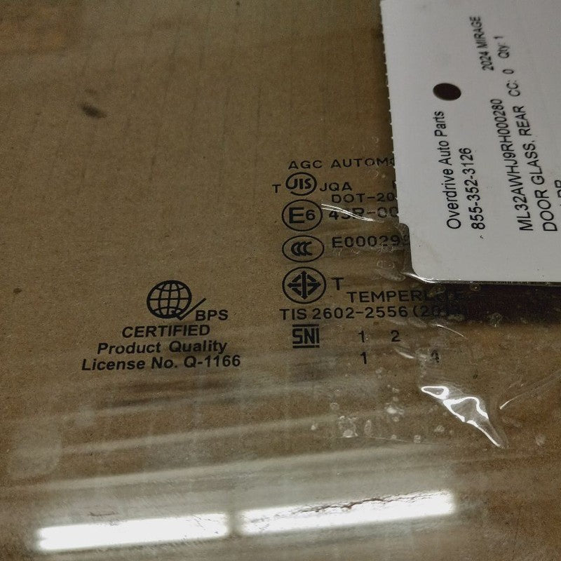 Left Rear Door Glass Window Hatchback Fits 14-15 17-24 Mitsubishi Mira