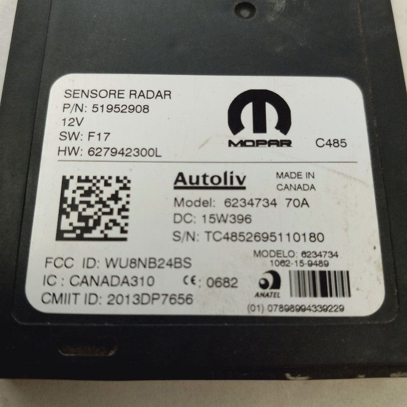 Forward Collision Warning Radar Unit {51952908} 4 Door X Model  16-17 