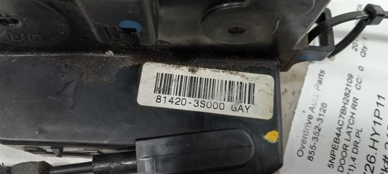 Hyundai Sonata Door Latch Lock Right Passenger Rear 2011 2012 2013