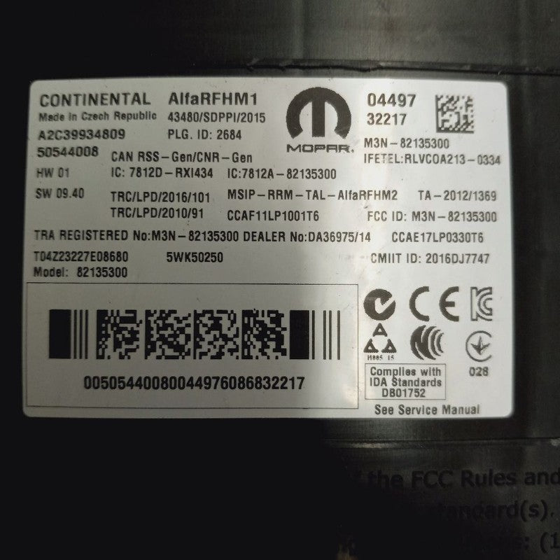 Alfa Romeo Stelvio Passive Entry Control Module {50544008} 2018 2019 2