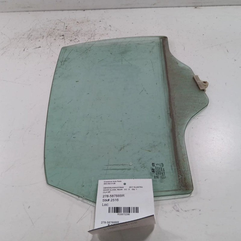 Passenger Right Rear Door Window Glass Hatchback w/o Solar 13-17 Elant