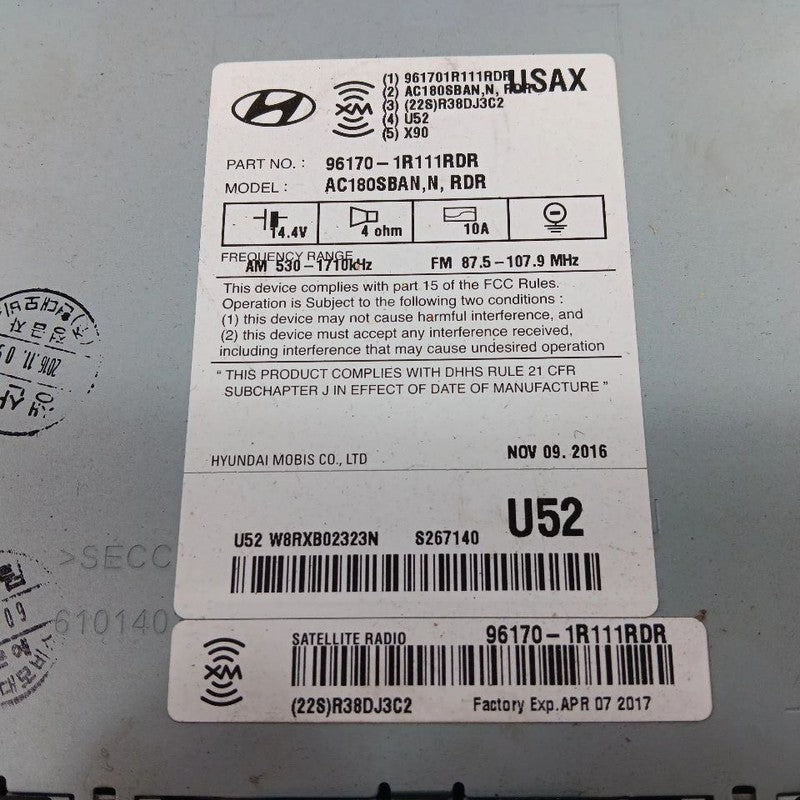 Audio Equipment Radio AM-FM-stereo-CD-MP3 US Market Fits 15-17 Hyundai Accent