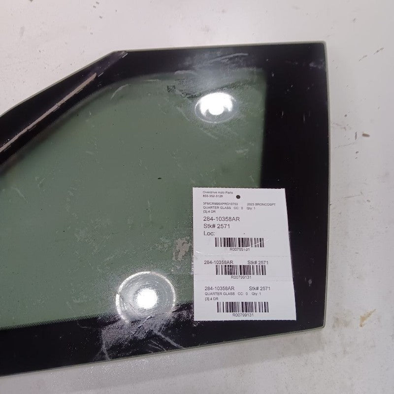 Passenger Right Quarter Glass Window Dark Gray Tint Fits 21-22 Ford Br