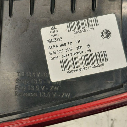 Driver Left Tail Light Brake Lamp Liftgate Mounted 18-23 Alfa Romeo St