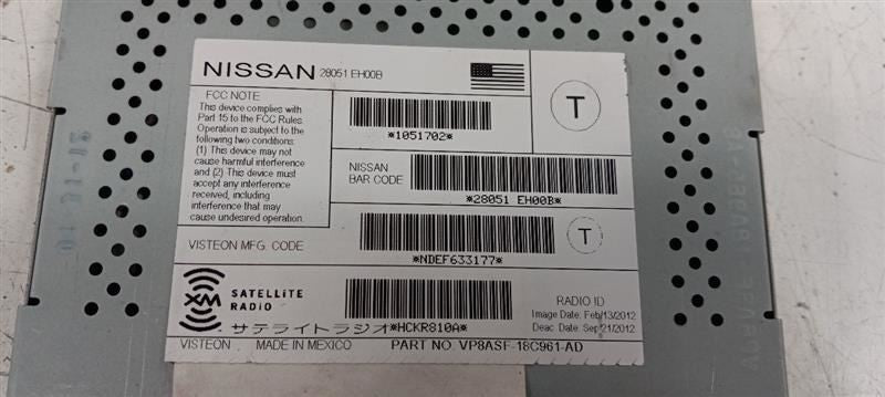 Audio Equipment Radio Satellite Receiver Xm Fits 07-09 11-17 QUEST  OE