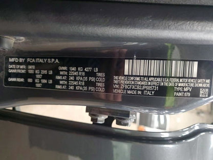 2018 Fiat 500 X Model Bower Motor Fan Resistor Sensor {EH878001}