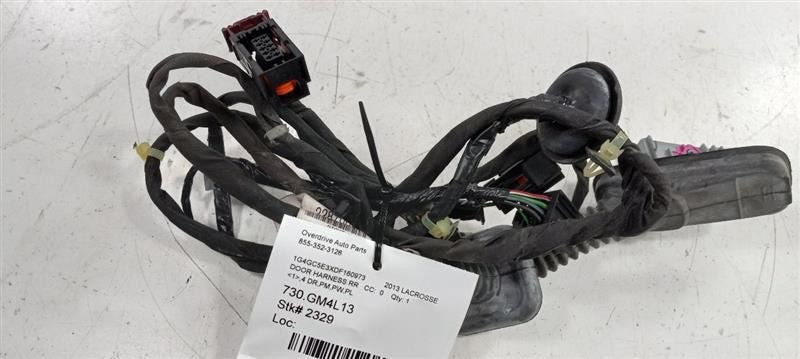 Buick LaCrosse Door Harness Wire Wiring Right Passenger Rear 2010 2011 2012 2013