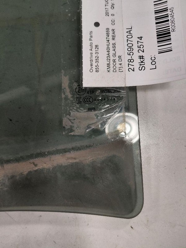 Driver Left Rear Door Glass Window With Privacy Tint 16-21 Hyundai Tucson