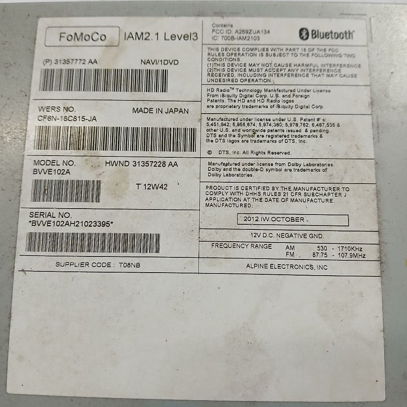 Audio Equipment Radio Receiver AM-FM-CD-MP3 Fits 12-16 Volvo 80 Series