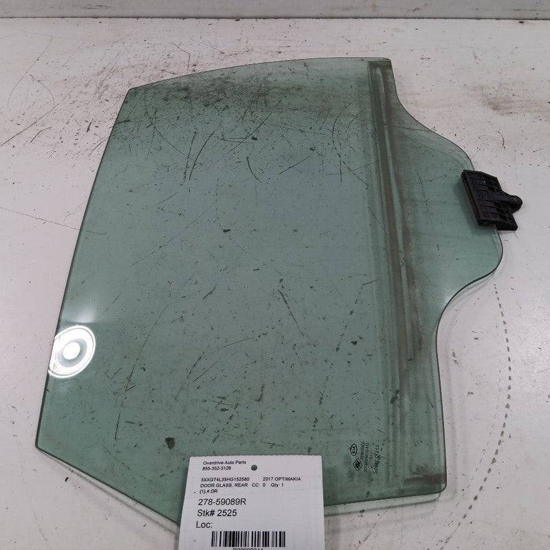 Passenger Rear Door Glass US Built VIN 5 1st Digit Fits 16-20 Kia Opti