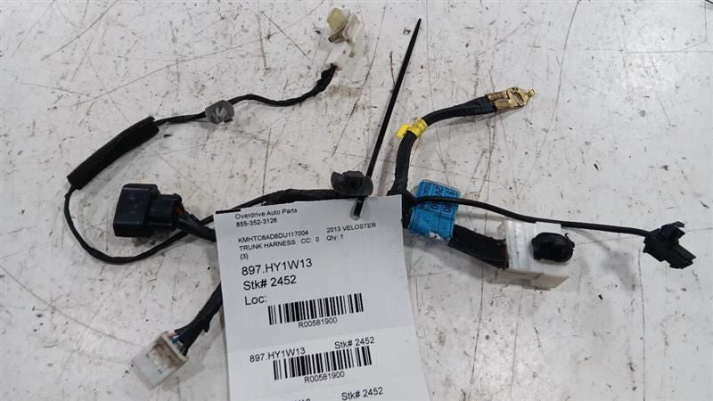 Hyundai Veloster Rear Back Trunk Lid Hatch Wire Wiring Harness  2012 2