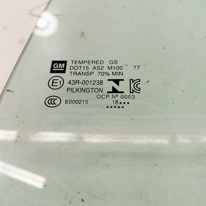 Left Rear Door Glass Window Fits 16-19 Chevy Volt OEM