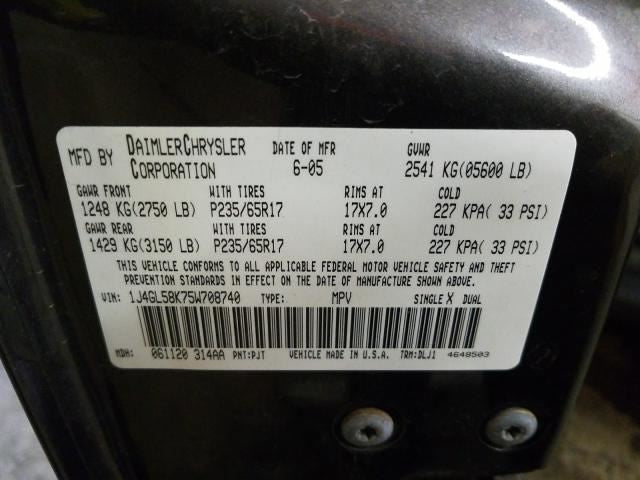 2005 Jeep Liberty On Body Door Jamb Seal Gasket Rear Right Passenger Back 2004
