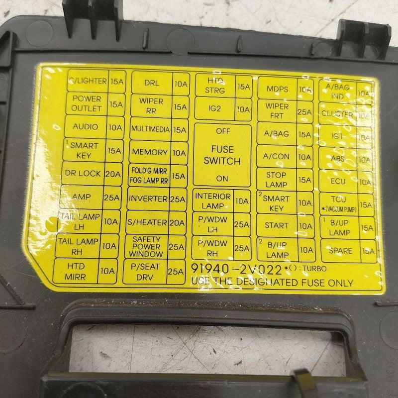 Hyundai Veloster Fuse Box Cover 2017 2016 2015 2014