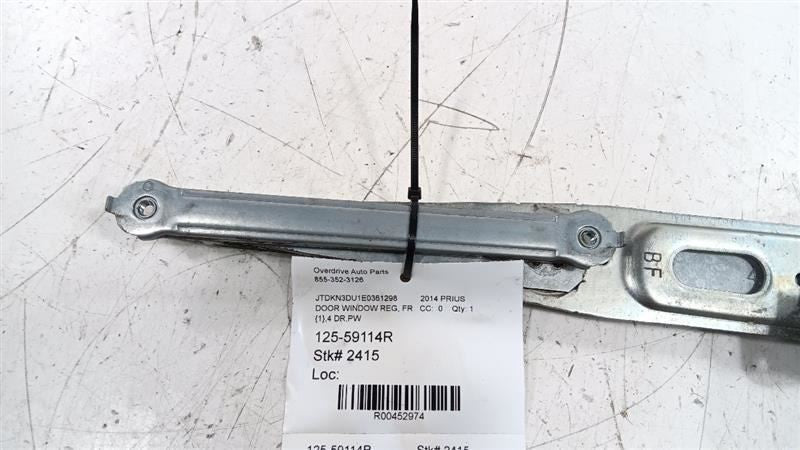6980152070 Passenger Right Window Regulator Track Only Windows Fits 04-15 PRIUS