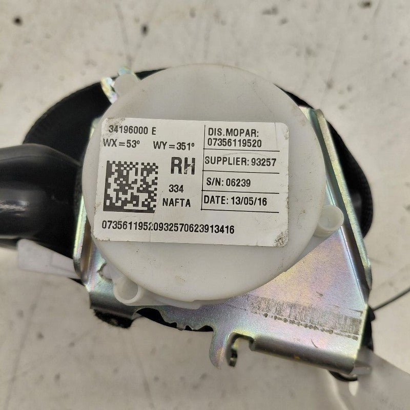 2018 Fiat 500 X Model Seat Belt Strap Retractor Right Passenger Rear B
