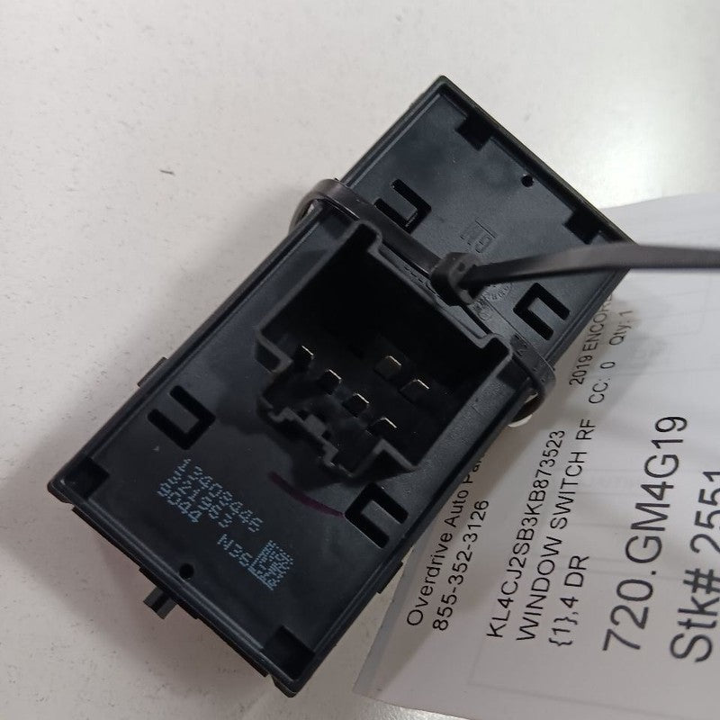 Buick Encore Power Window Switch Right Passenger Front  2019 2018 2017
