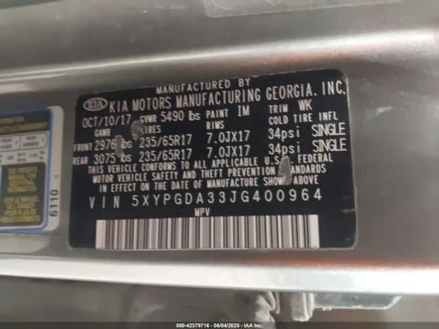 Kia Sorento Windshield Wiper Arm Left Driver  2018 2017 2016