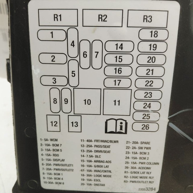 Cadillac XTS Fuse Box Cover     2016 2017 2018