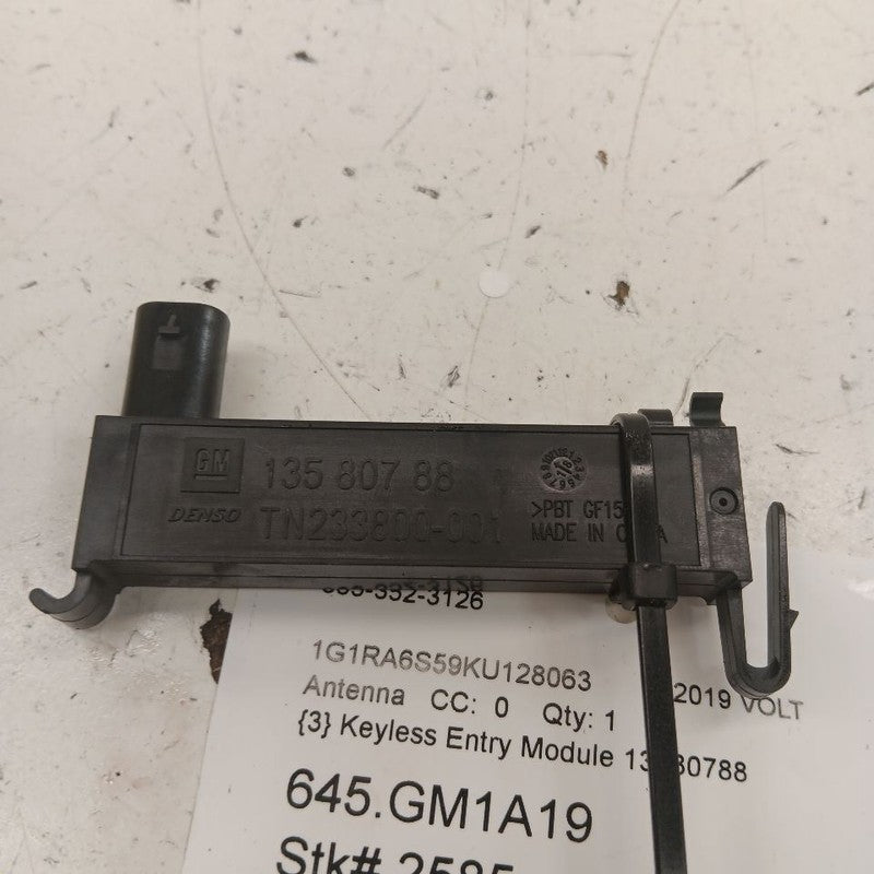 Chevy Volt Keyless Entry Antenna Module {13580788} 2019 2018 2017 2016