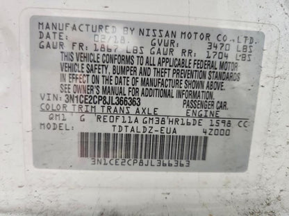 Nissan Versa Note Battery Cable  2019 2018 2017