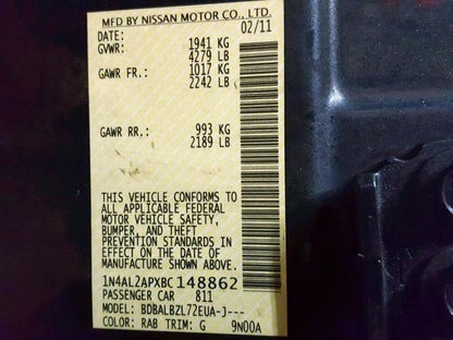  Driver Left  Brake Caliper Front Coupe 10-13 NISSAN ALTIMA