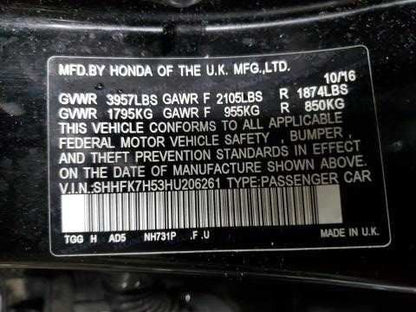 Honda Civic Automatic Transmission Torque Converter 2016 2017 2018 2019