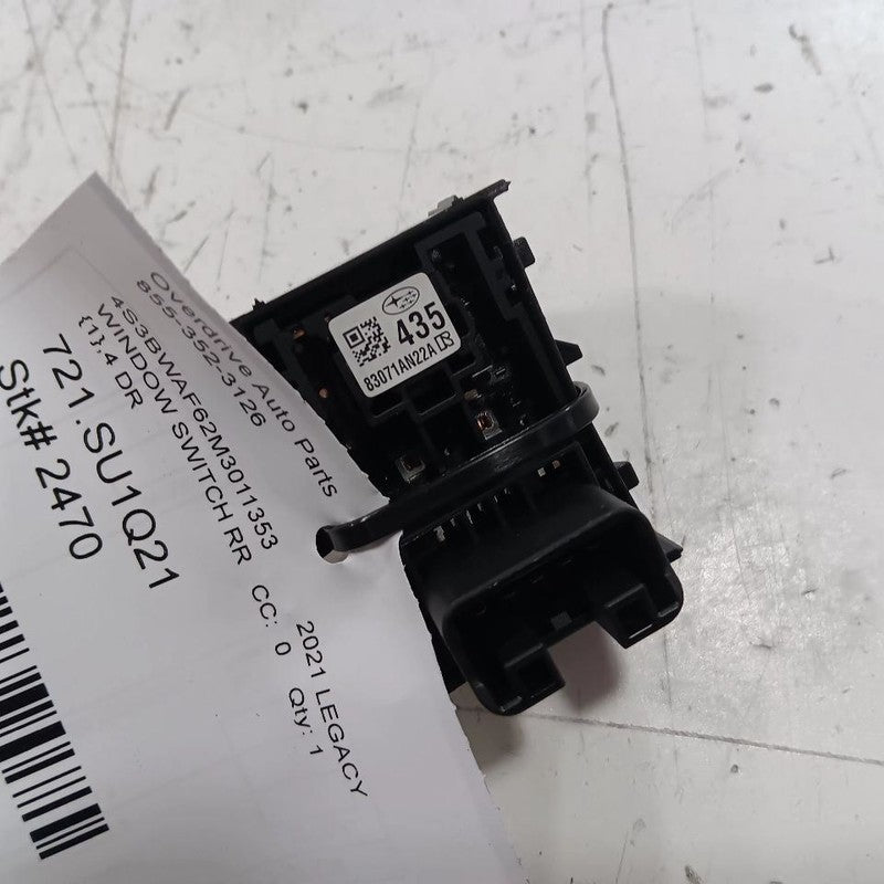 Subaru Legacy Power Window Switch Right Passenger Rear  2020 2021 2022