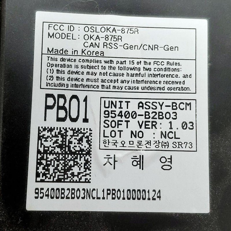 BCM Body Control Module US Market Fits 17-19 Kia Soul OEM