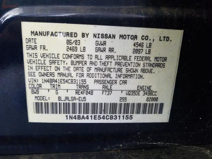  2004 Nissan Maxima Window Switch Power Left Driver Rear Back 2005 2006 2007