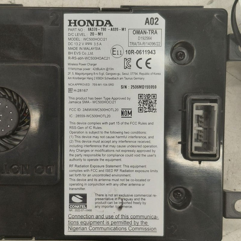 Honda HR-V Wireless Charging Pad {8A370T90A020M1} 2026 2025 2024 2023